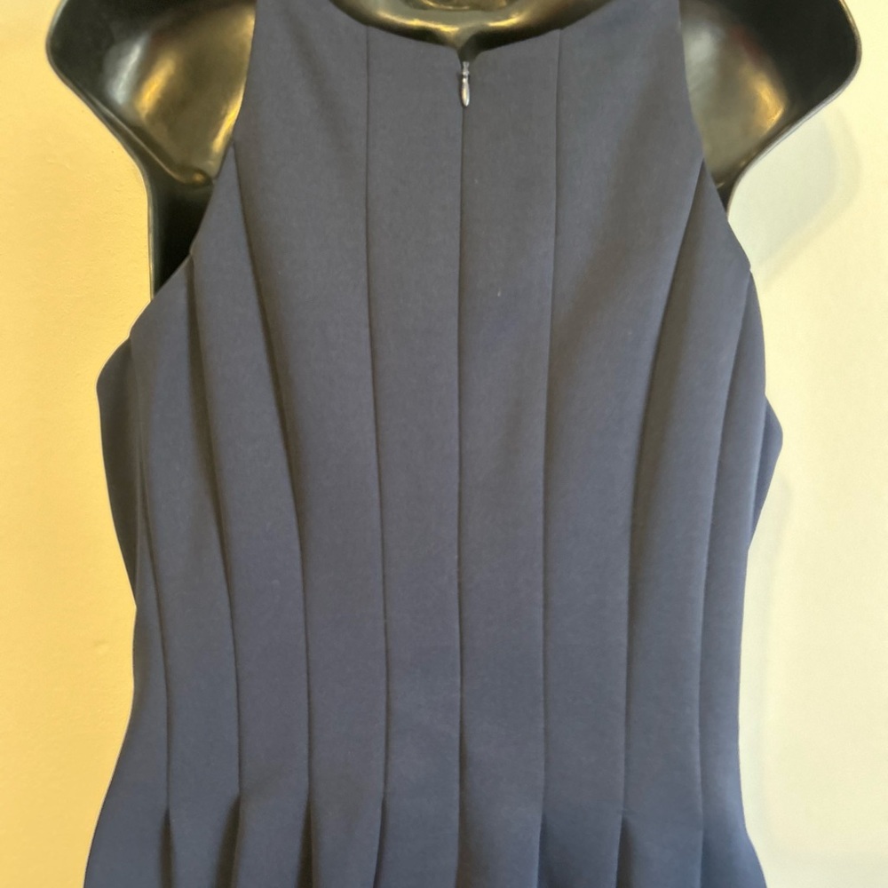 Vince Camuto Navy Midi Dress with Hot Pink Hem, Sleeveless Size 12 - Picture 6 of 11